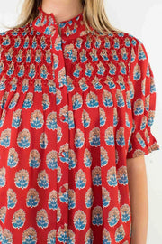 Short Sleeve Button Up Print Top THML