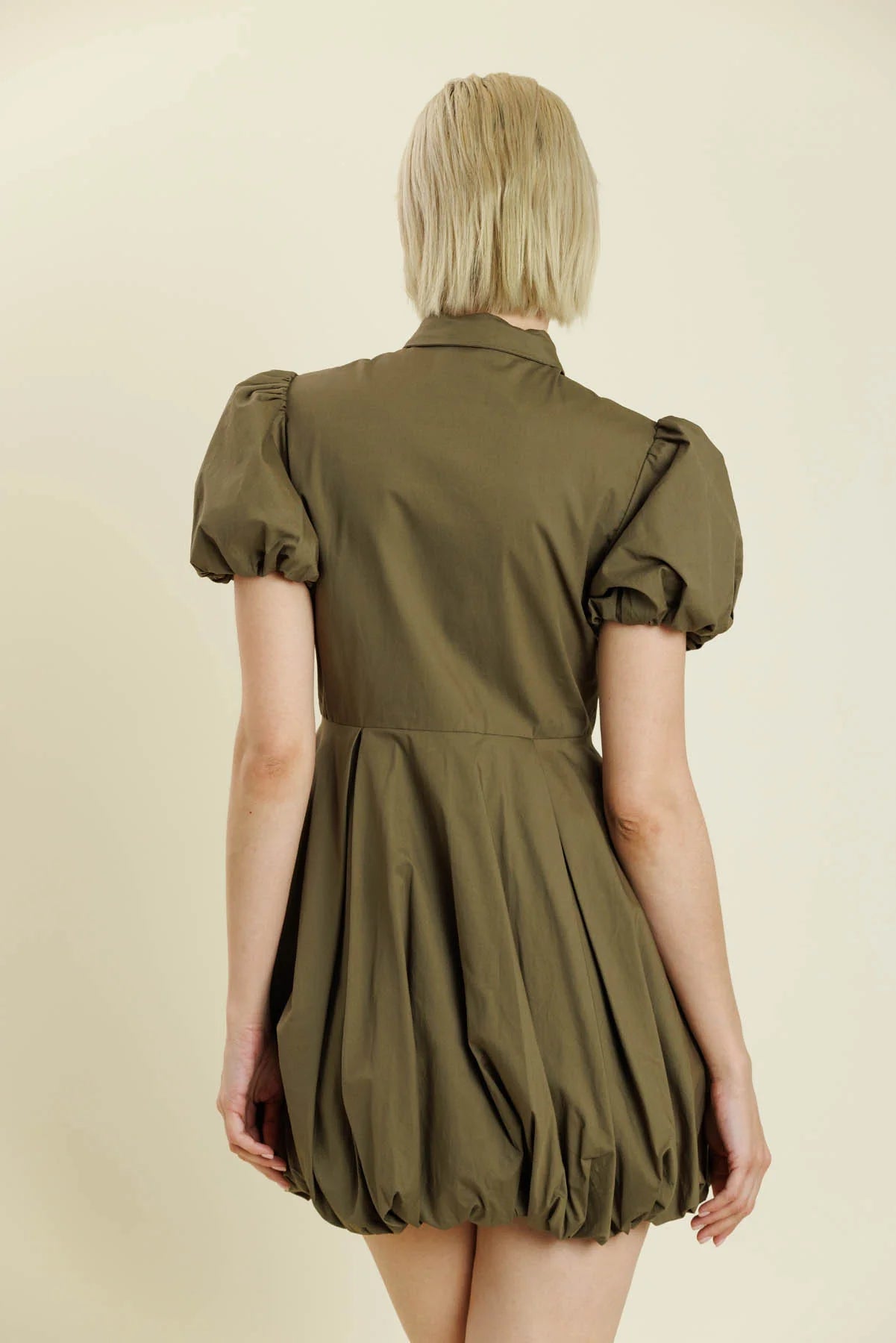 Bubble Hem Mini Shirt Dress Aureum