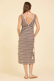 Stripe Crochet Midi Dress with Side Ties Vintage Havana
