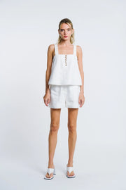 Jaclyn Topstitch Cotton Blend Top Ciebon
