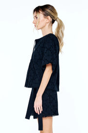 Delphi Embroidered Eyelet Puff Sleeve Top Ciebon