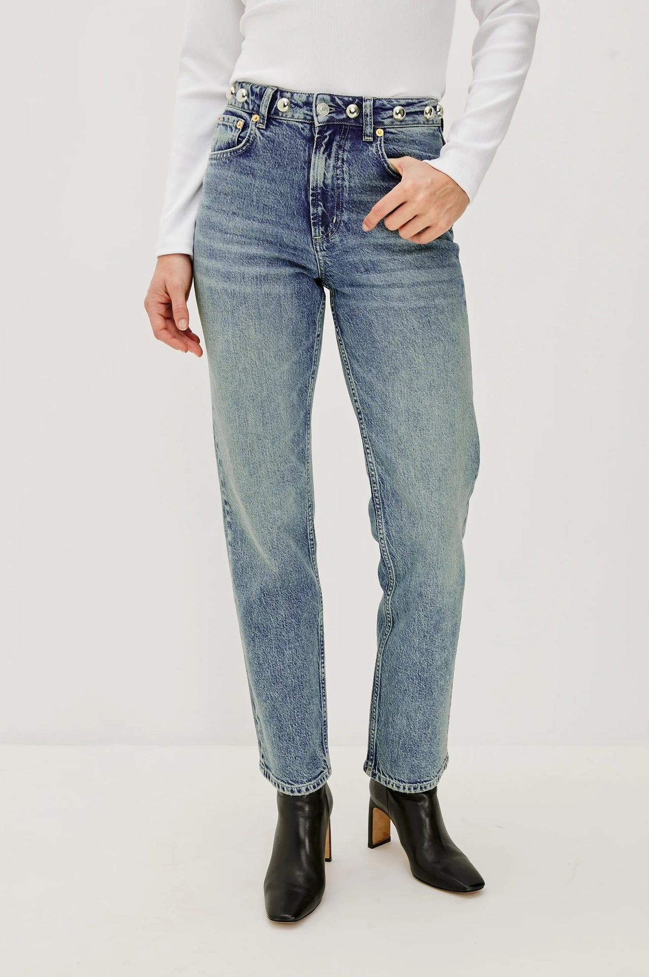Topanga Studded Straight Jeans Rails