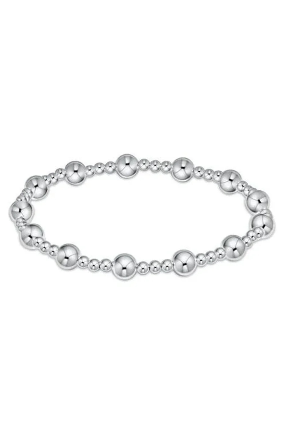 Extends Classic Sincerity Pattern 6mm Bead Bracelet - Silver | enewton