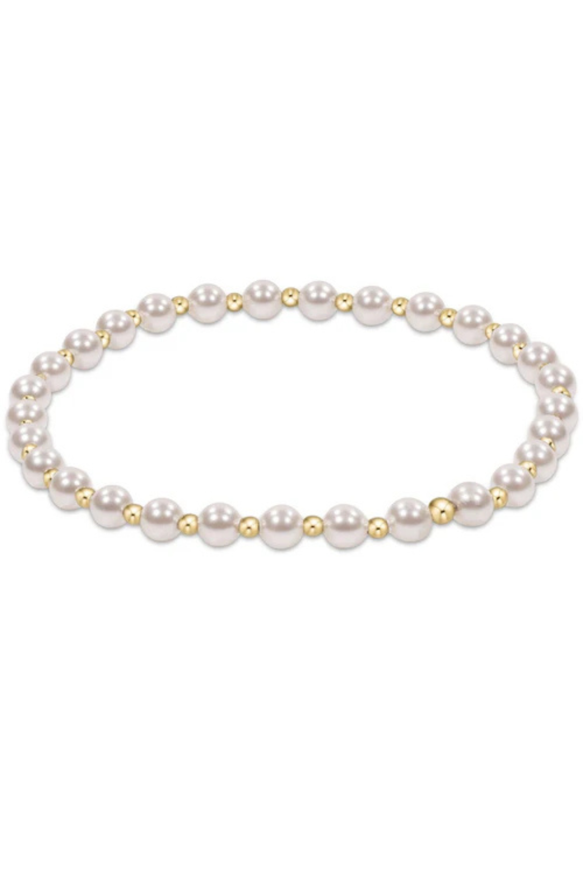 Extends Classic Grateful Pattern 4mm Bead Bracelet - Pearl | enewton