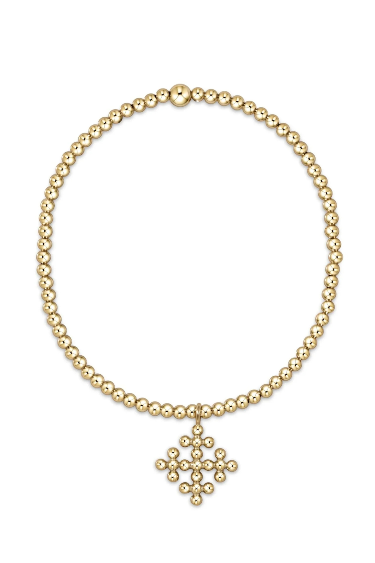 Classic Gold 2.5mm Bead Bracelet - Classic Beaded Signature Cross Encompass Gold Charm