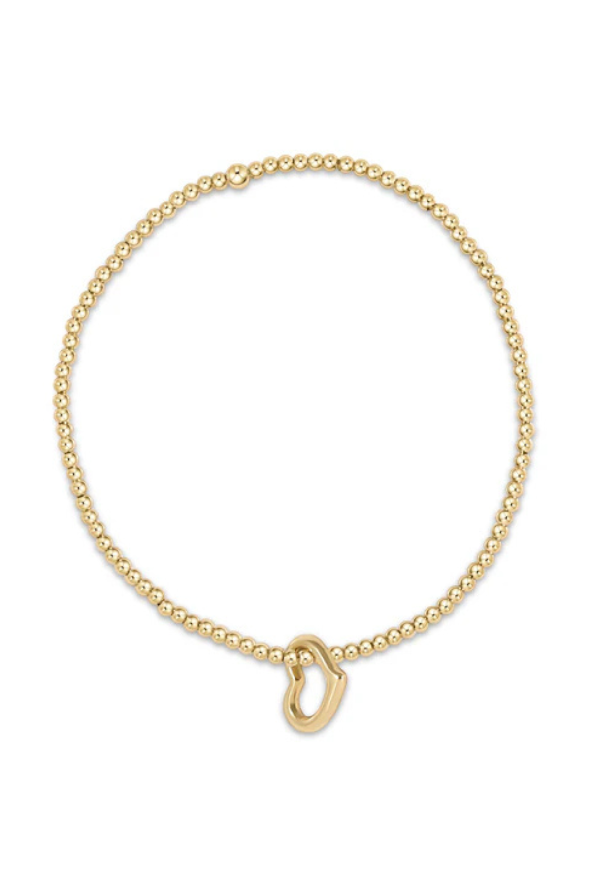 Classic Gold 2.5mm Bead Bracelet - Love Gold Charm | enewton