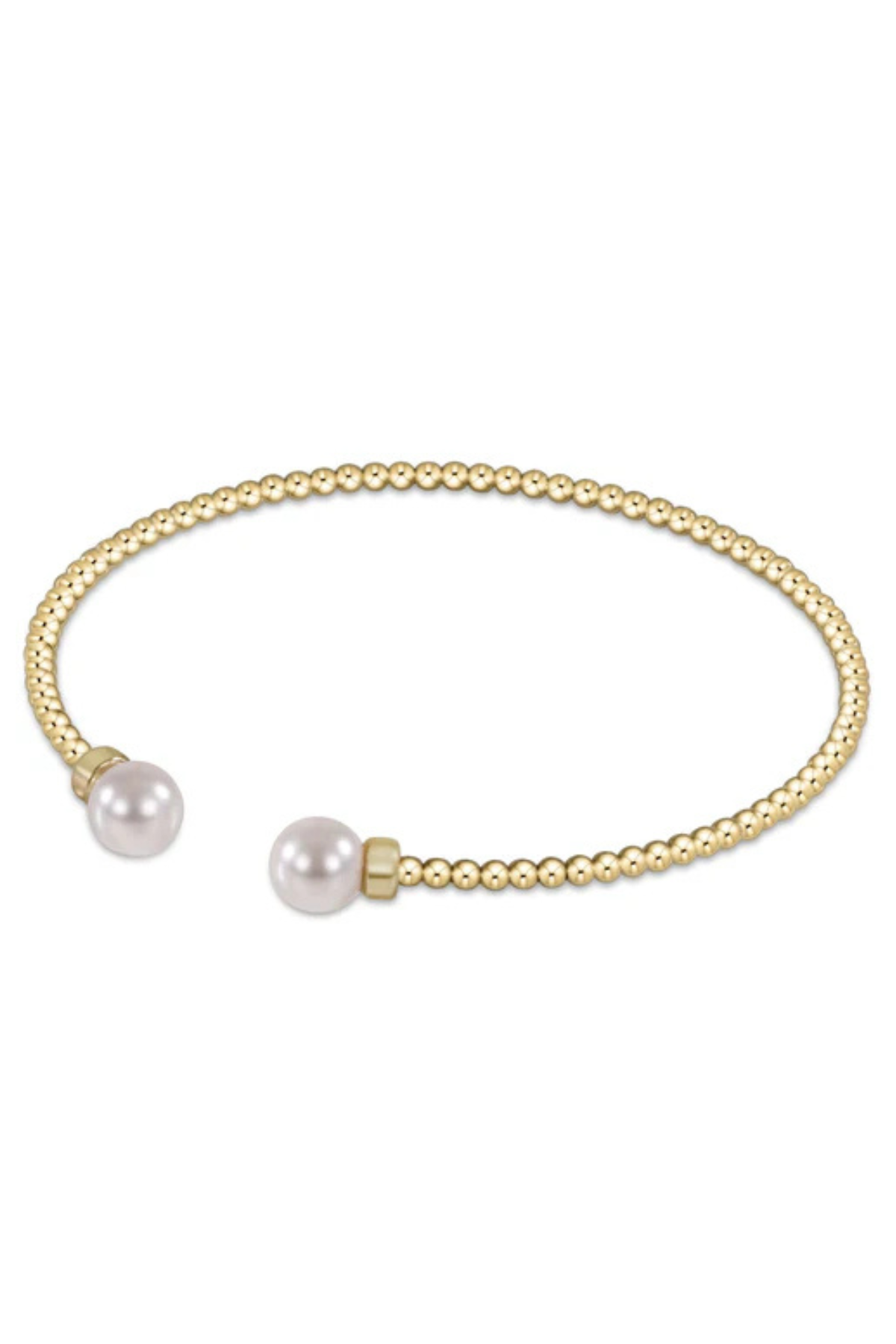 Classic Gold 2mm Bead Cuff - Pearl | enewton