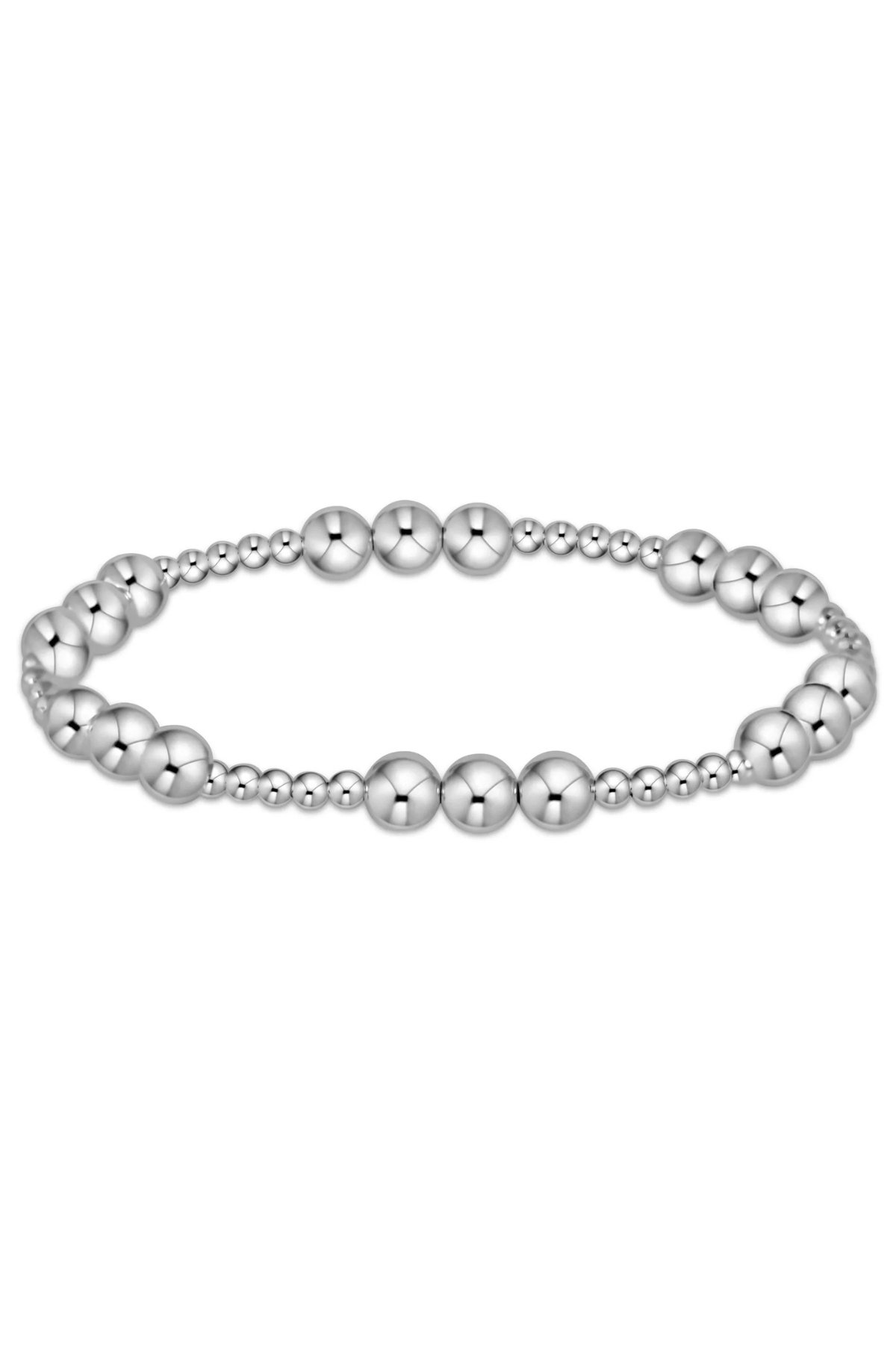 Classic Joy Pattern 6mm Bead Bracelet - Silver