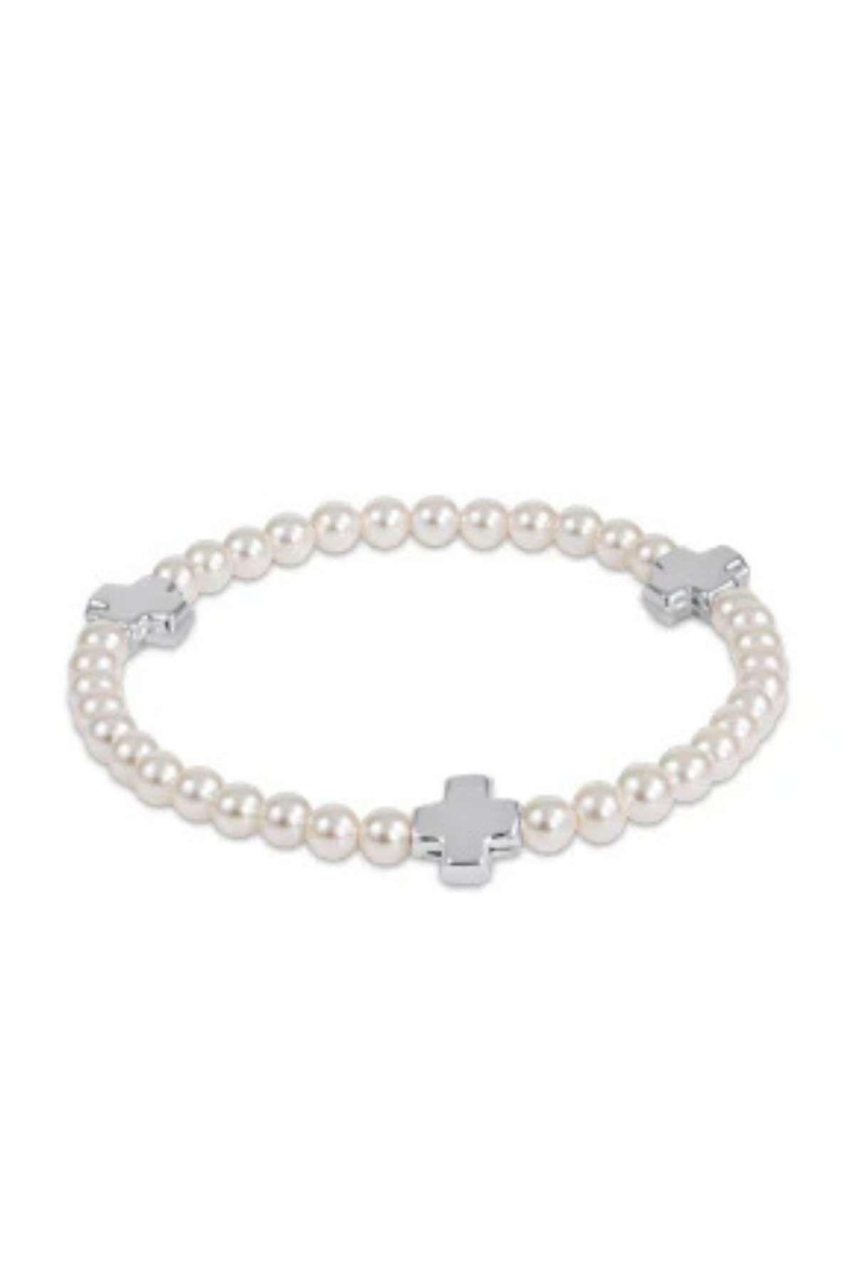 Signature Cross Pearl Pattern 4mm Bead Bracelet - Sterling | enewton