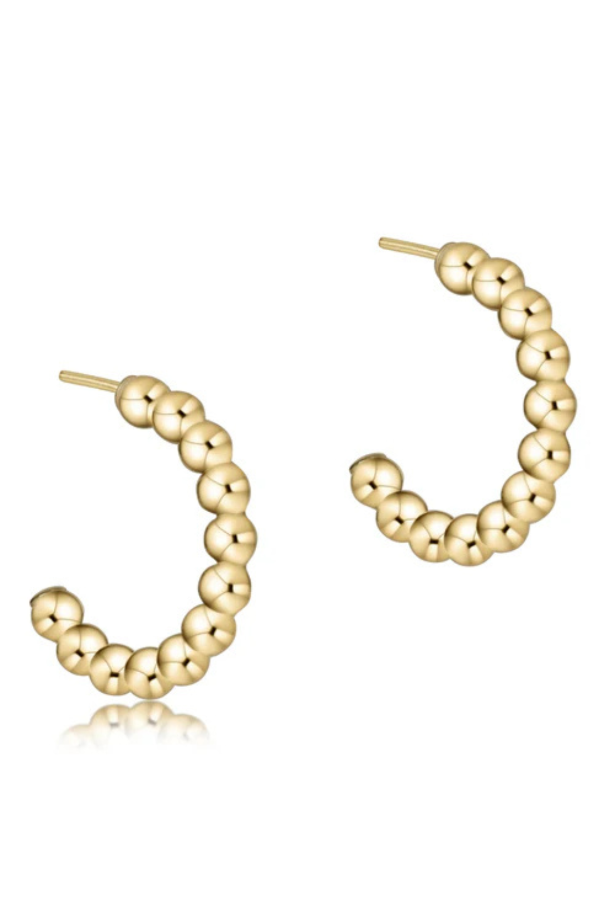 Beaded Classic 1" Post Hoop Earrings - 3mm Gold | enewton