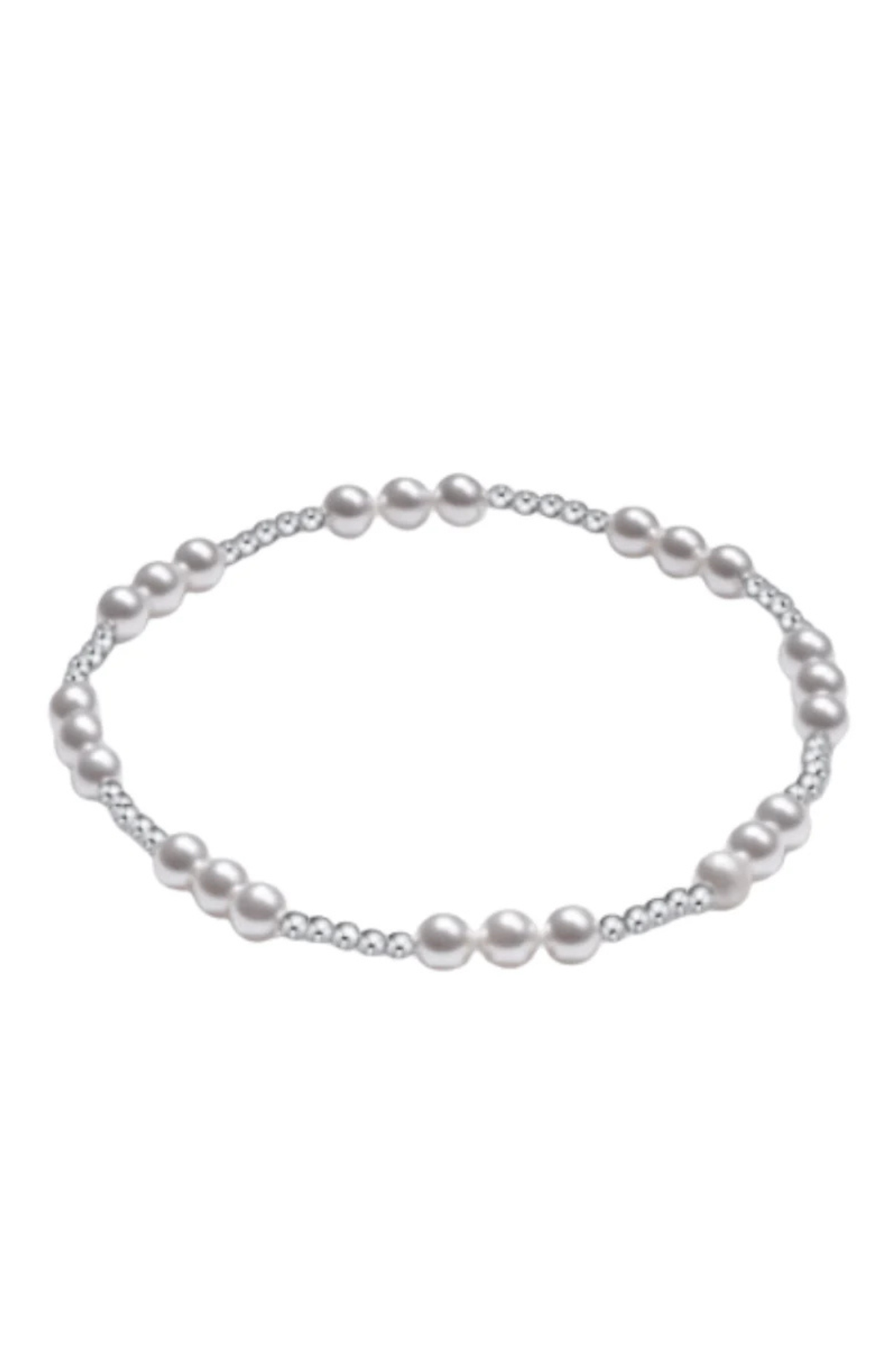 Classic Joy Pattern Sterling 4mm Bead Bracelet - Pearl | enewton