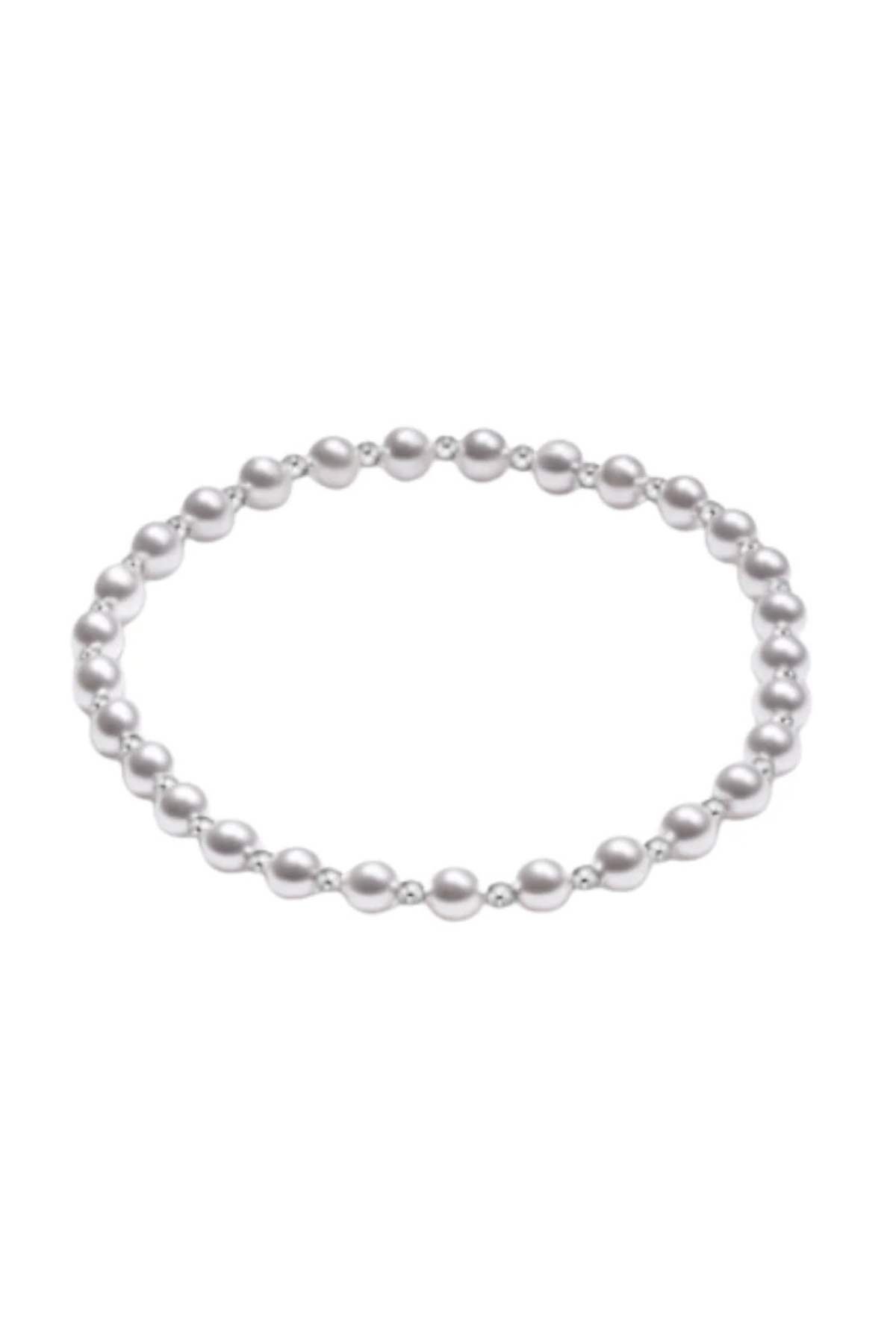 Classic Grateful Pattern Sterling 4mm Bead Bracelet - Pearl | enewton