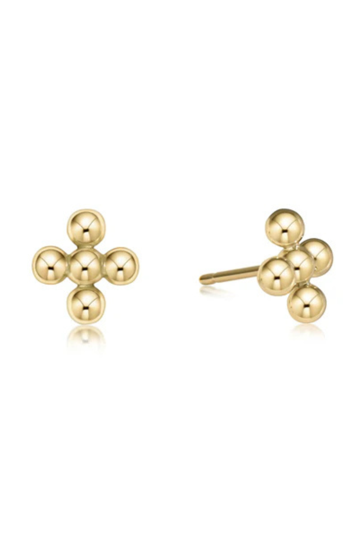 Classic Beaded Signature Cross Stud - 4mm Bead Gold | enewton