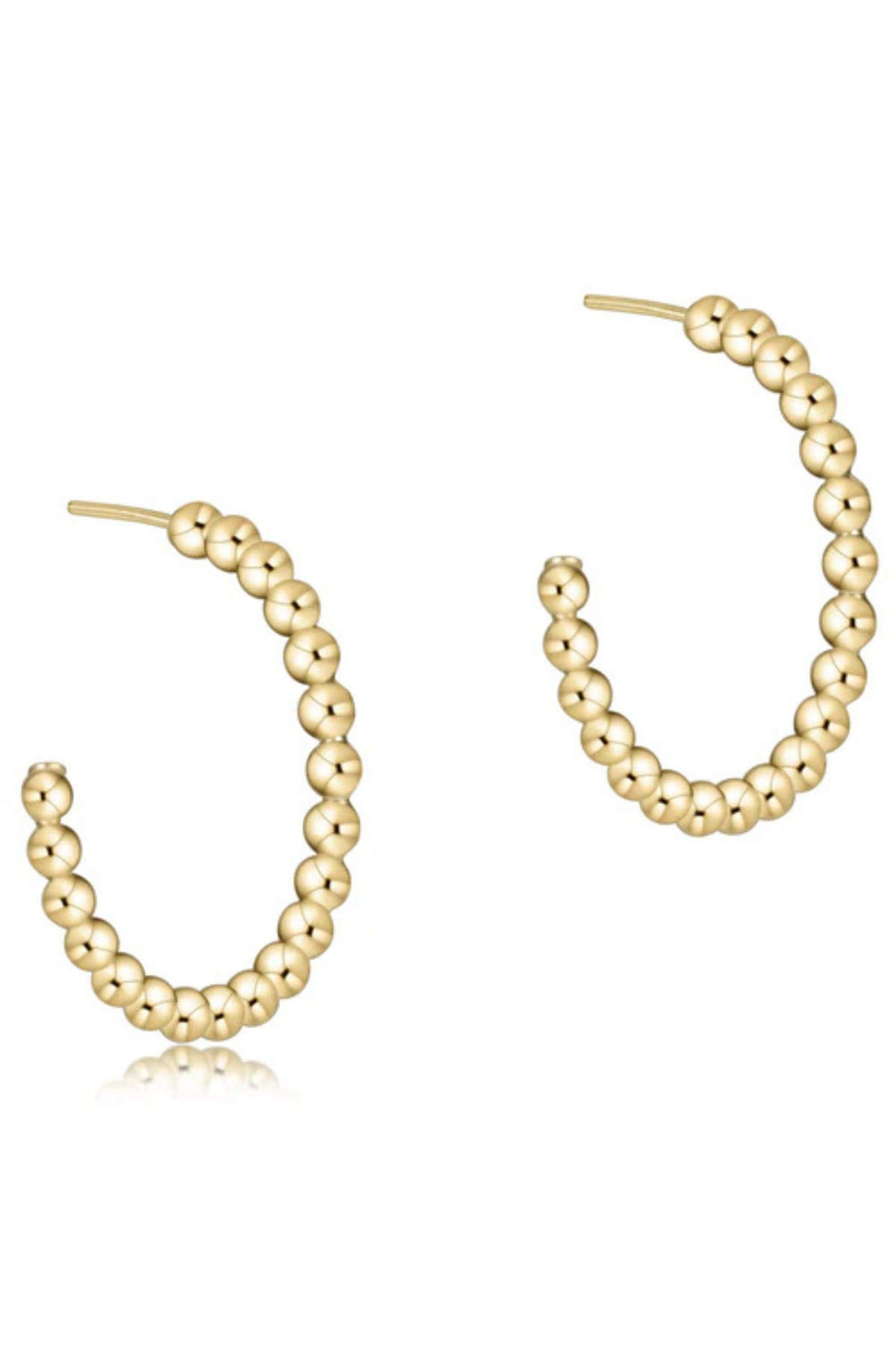 Beaded Classic 1.25" Post Hoop Earrings - 4mm Gold | enewton