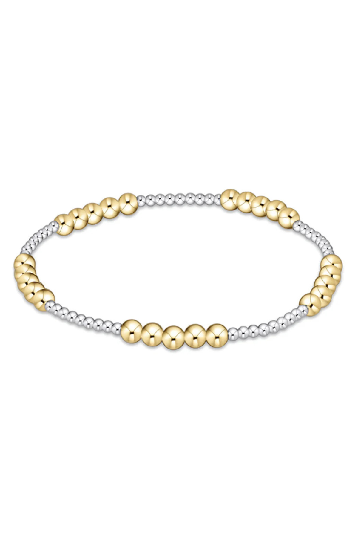 Classic Blissful Pattern 2mm Bead Bracelet - Mixed Metal | enewton