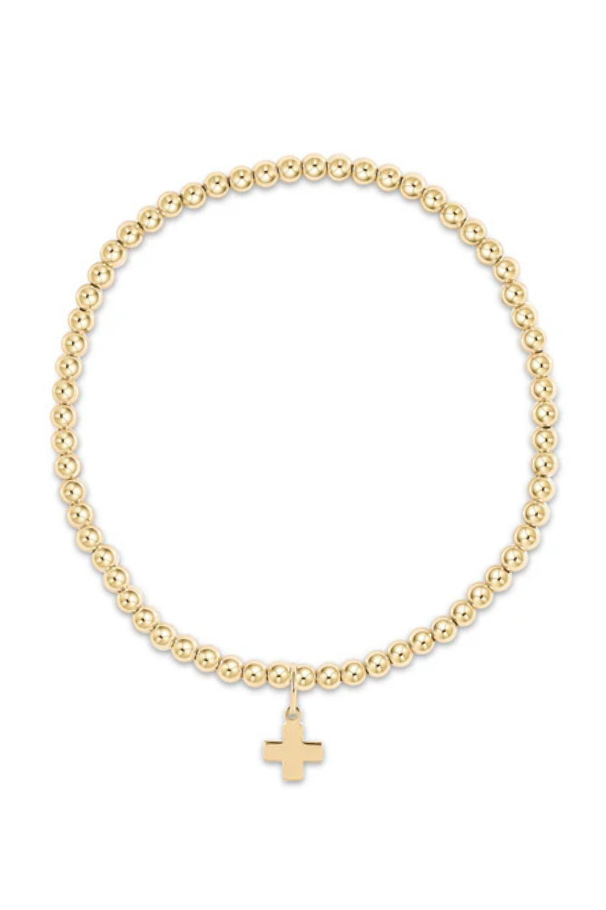 Classic Gold 3mm Bead Bracelet - Signature Cross Gold Charm | enewton