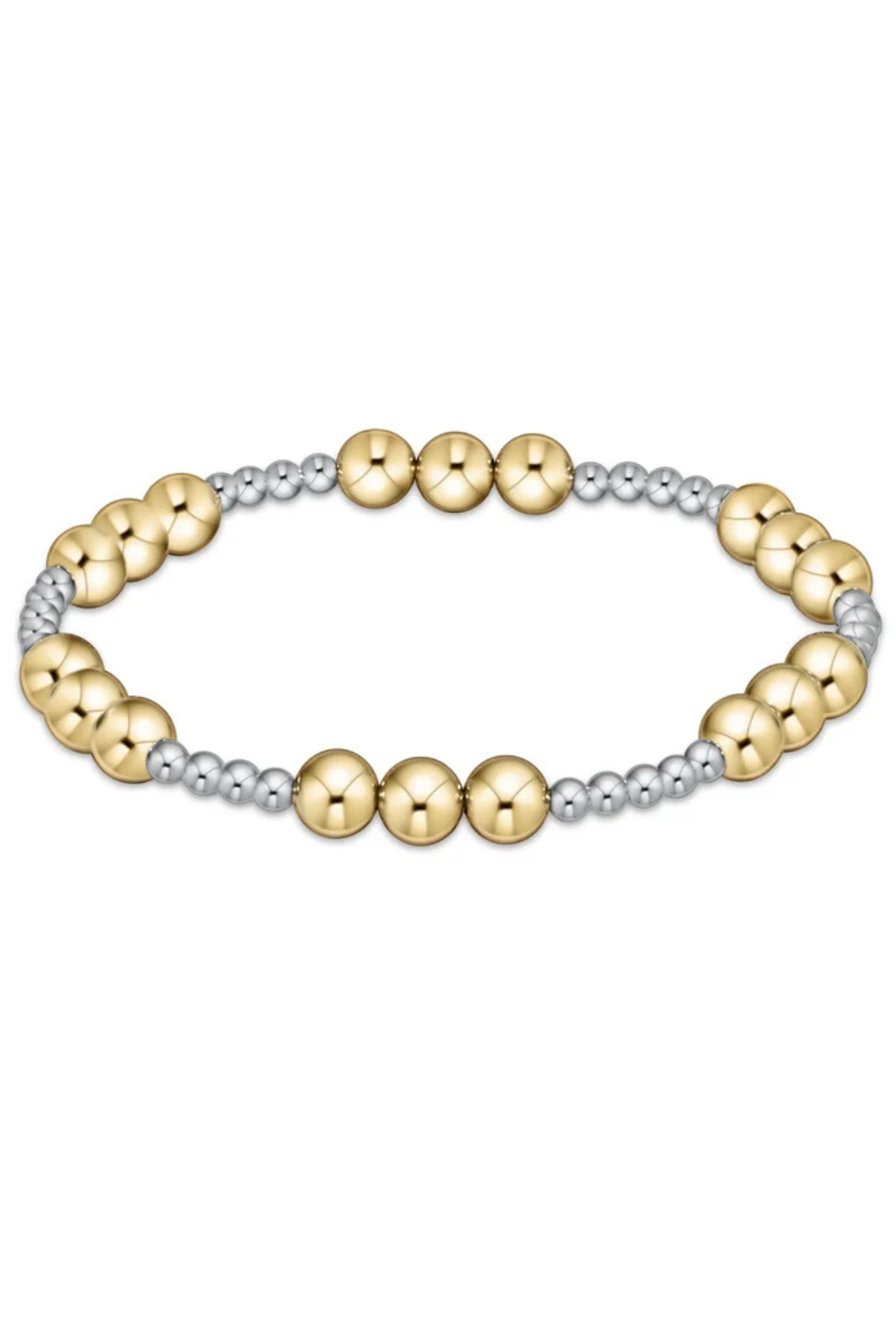 Classic Joy Pattern 6mm Bead Bracelet - Mixed Metal | enewton