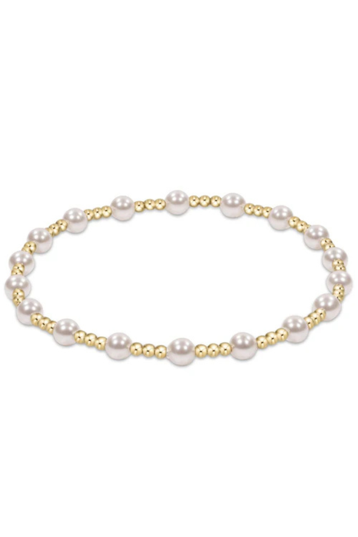 Classic Sincerity Pattern 4mm Bead Bracelet - Pearl | enewton