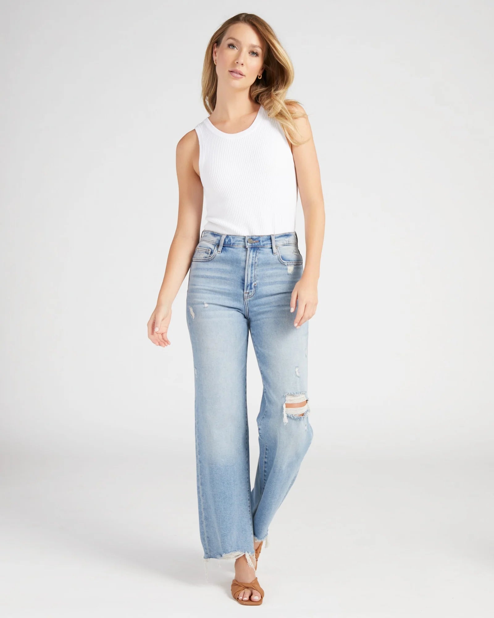 Cora High Neck Sleeveless Ribbed Top Another Love