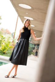 Sleeveless Mixed Media Maxi Dress THML