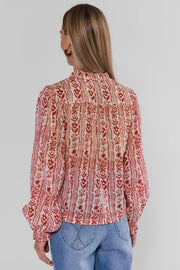 Floral Printed Button Up Top Pinch