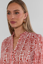 Floral Printed Button Up Top Pinch