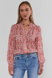 Floral Printed Button Up Top Pinch