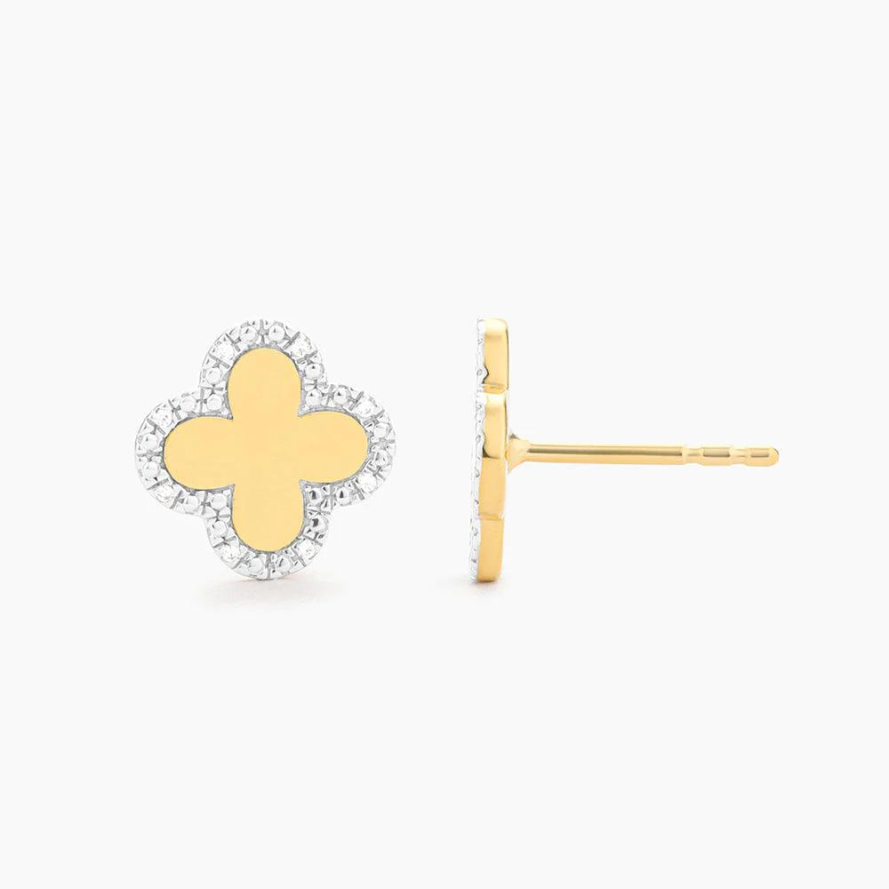 Classic Bloom Clover Stud Earrings in Yellow Gold