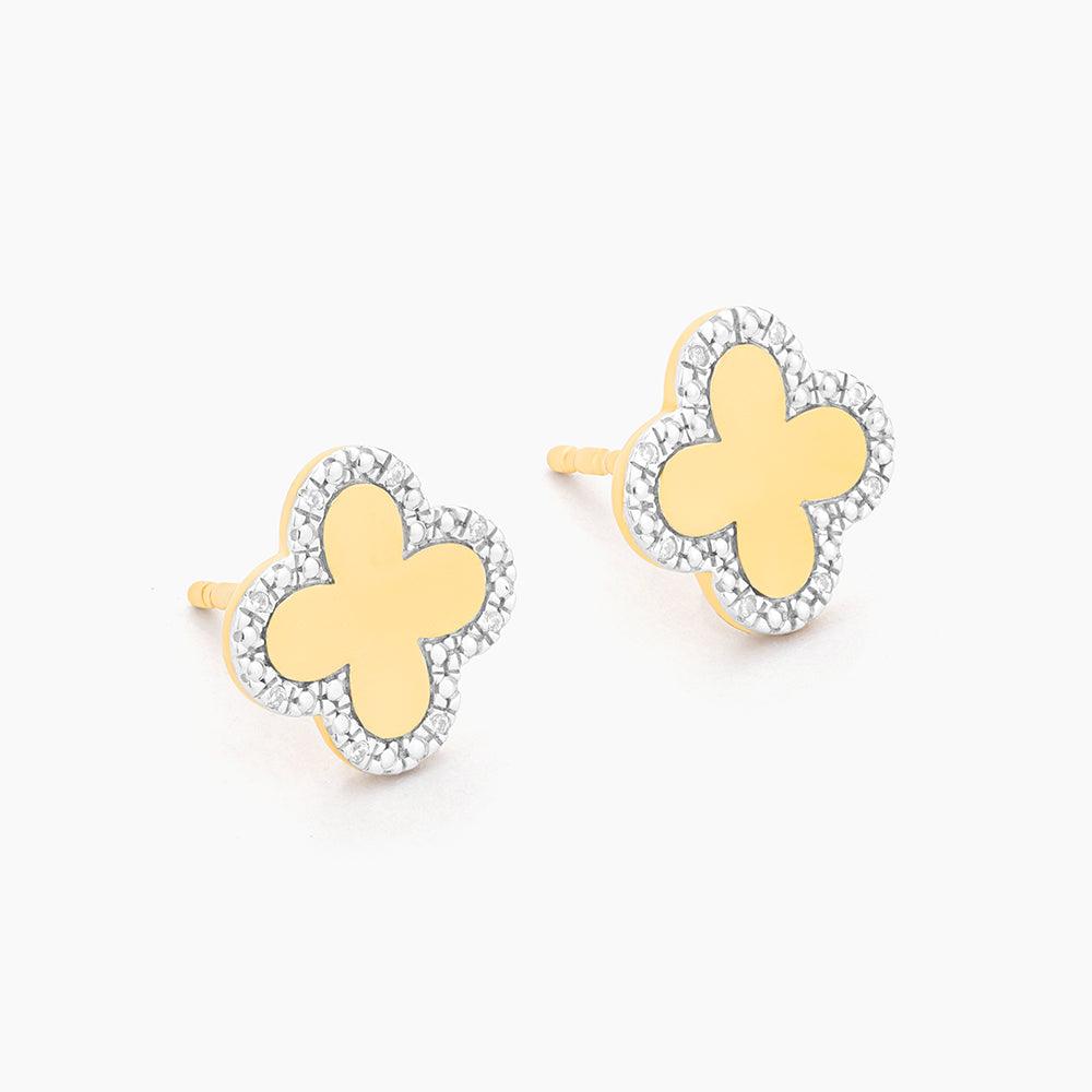 Classic Bloom Clover Stud Earrings in Yellow Gold