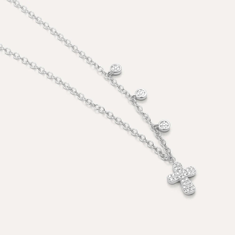 Keep the Faith Cross Pendant Necklace in Sterling Silver