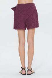 Amani Embroidered Eyelet Tie Waist Skort Ciebon