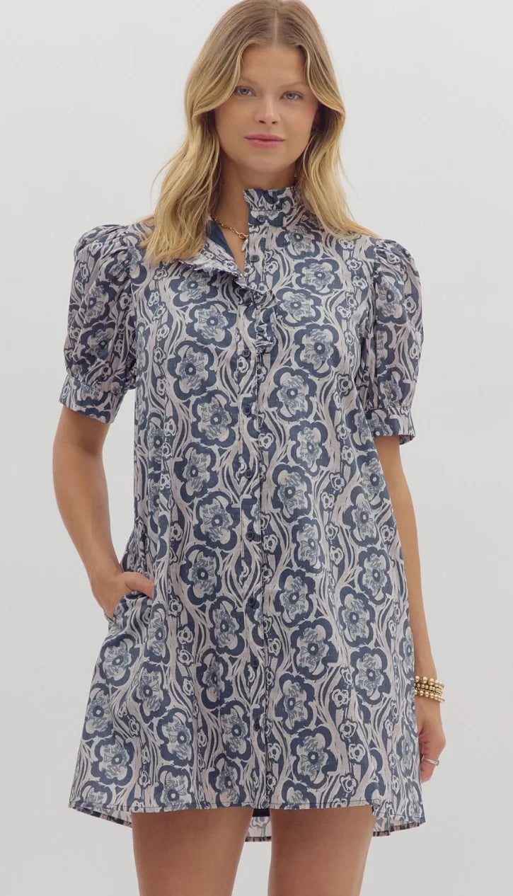 Midnight Floral Mini Dress Entro