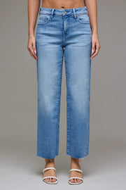 Ella Mid Rise Stretch Cropped Classic Straight Hidden Jeans