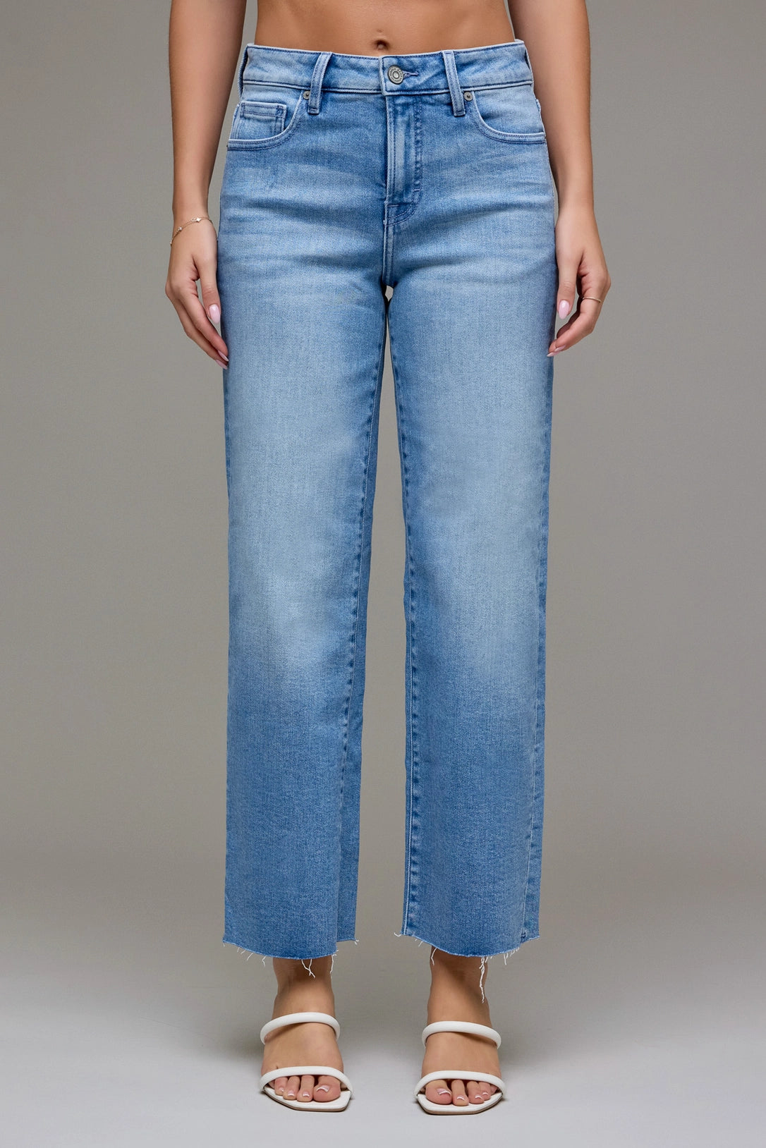 Ella Mid Rise Stretch Cropped Classic Straight Hidden Jeans