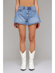 Medium Wash Side Insert 3" Inseam A-Line Shorts Hidden Jeans