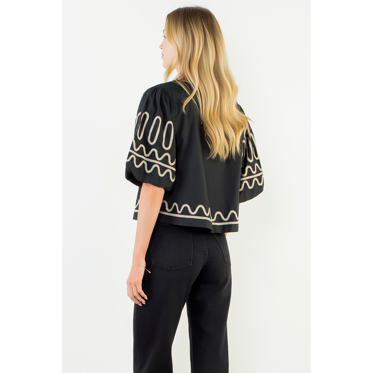 Puff Sleeve Embroidery Top THML