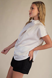 Cross Mock Neck Top Glam