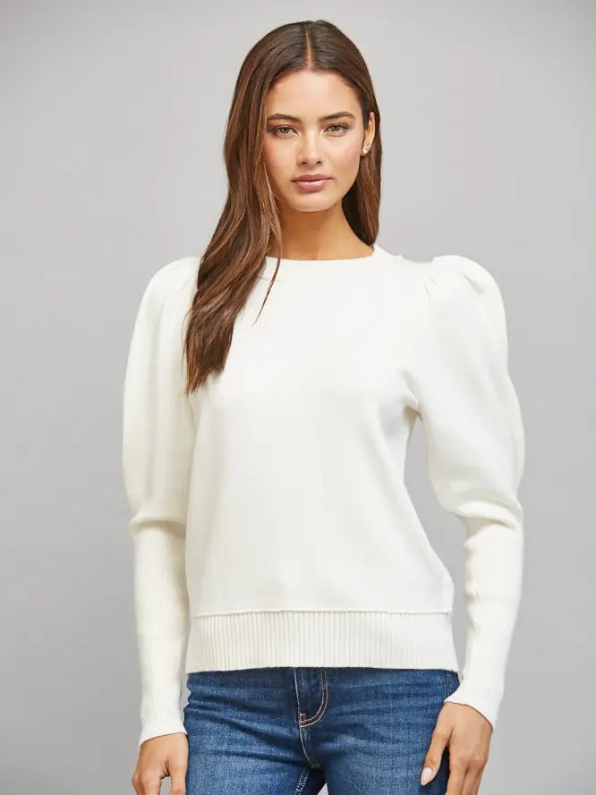 Voluminous Exaggerated Puff Sleeve Crew Neck Sweater Fate