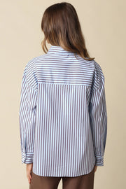 Clover Stripe Oversized Shirt Olivaceous