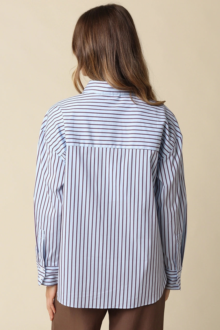 Clover Stripe Oversized Shirt Olivaceous