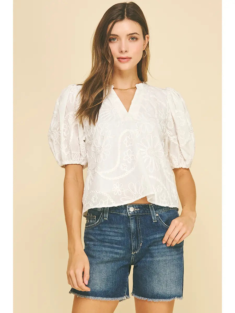 Floral Embroidered Blouse Top Pinch