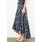 Elastic Waist Skirt with Print and Ruffles THML