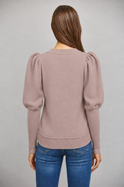 Voluminous Exaggerated Puff Sleeve Crew Neck Sweater Fate