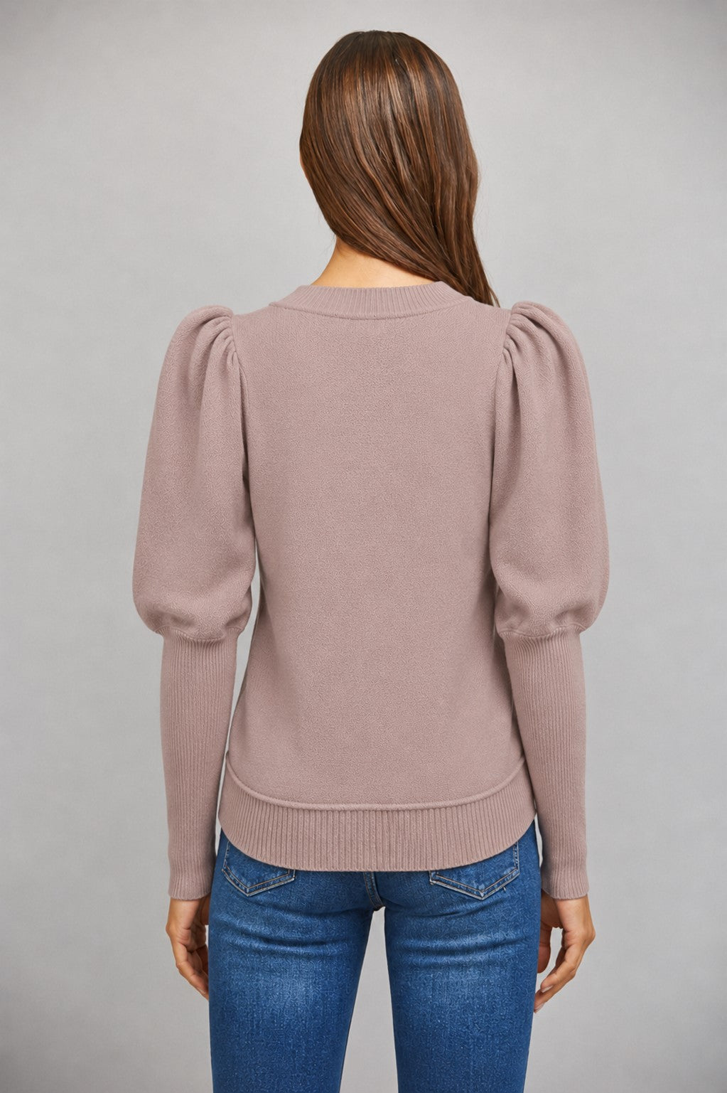 Voluminous Exaggerated Puff Sleeve Crew Neck Sweater Fate