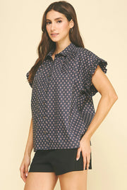 Geometric Diamond Print Shirt Pinch