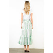 Elastic Waist Tiered Stripe Midi Skirt THML
