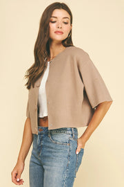 Button Down Crop Knit Sweater Pinch