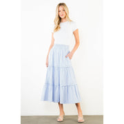 Textured Striped Tiered Skirt THML