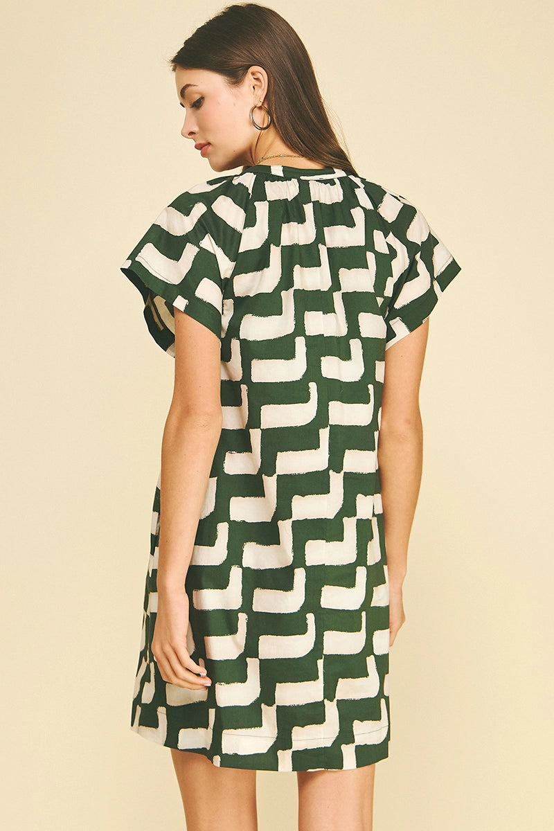Geometric Print Tunic Mini Dress Pinch