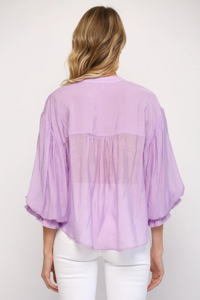 Puff Sleeve Button Down Shirt Fate